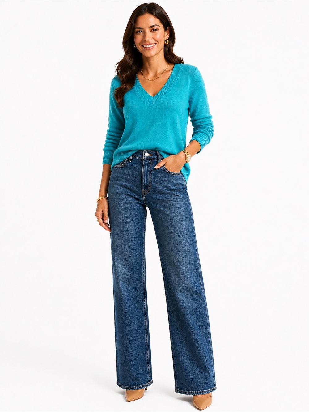 The Limited Teal V-Neck Sweater